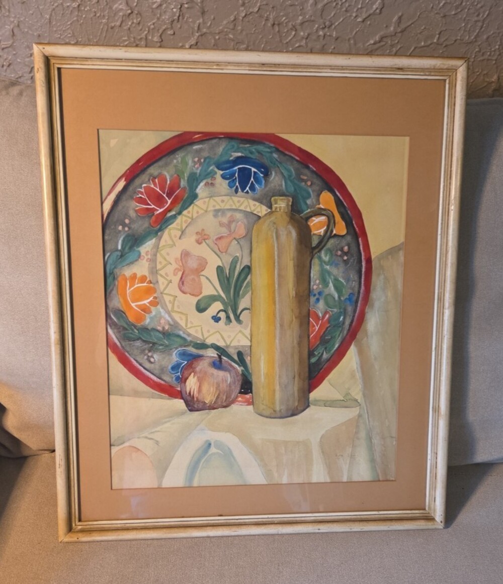 Vintage Mid-Century Modern Watercolor Still Life Painting - Ruth Sims